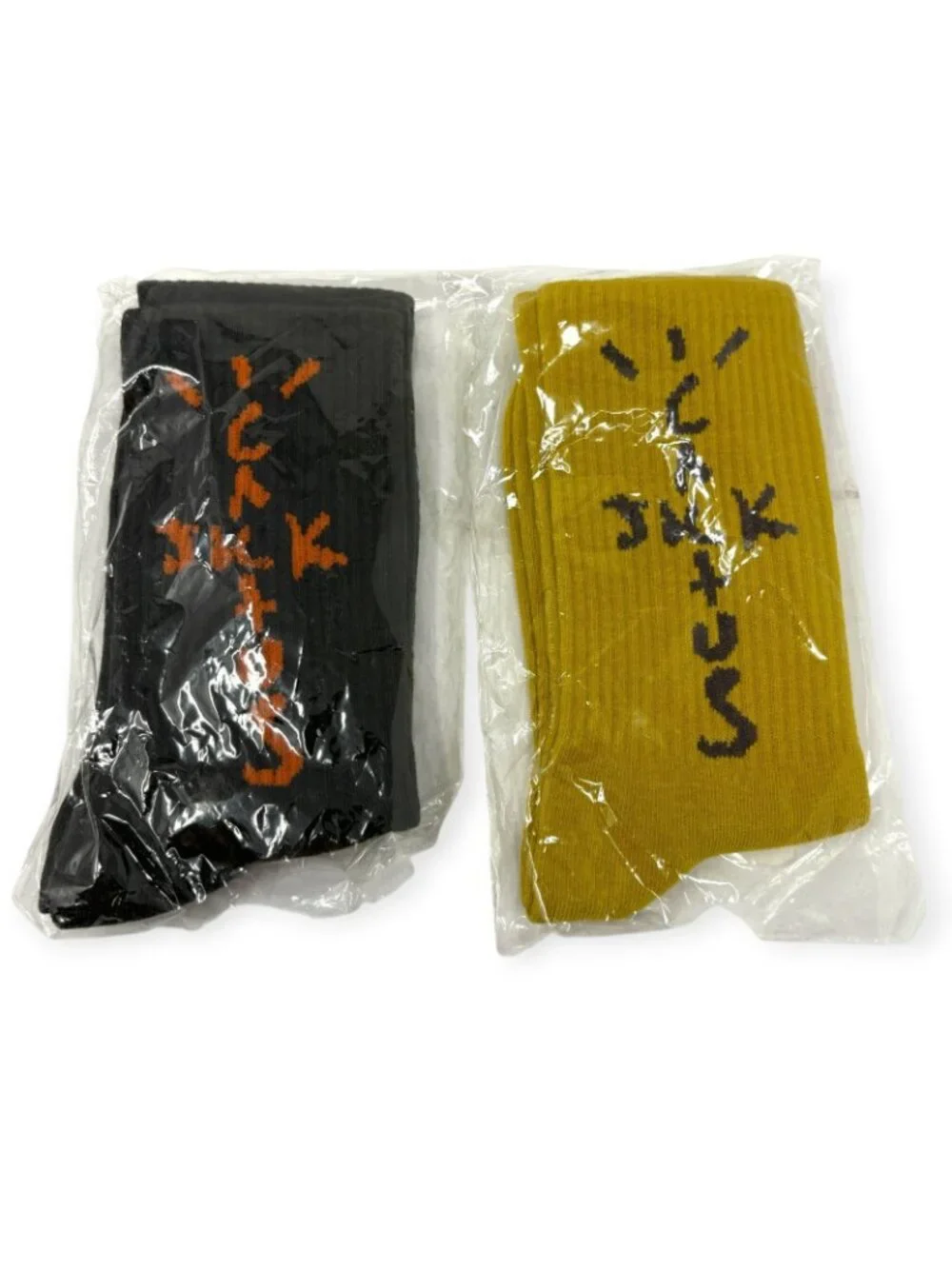 Lot of (2) Pairs of Travis Scott Cactus Jack Socks Brown Yellow Men One Size